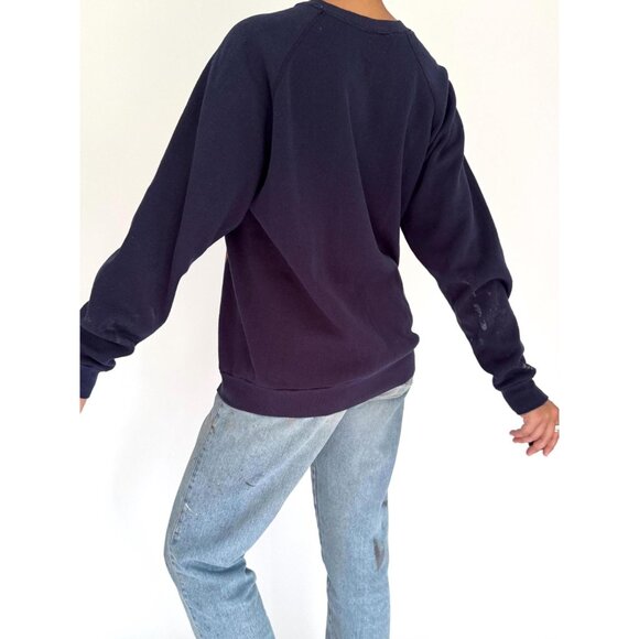 90s vintage blue deer animal nature wildlife graphic distressed pullover sweater - Picture 4 of 8